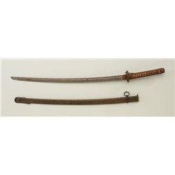 Japanese issue Sword from WWII in Samurai  style #43088 on blade. Good and uncleaned.  Est.: $150-$3