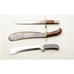 Lot of three military edged weapons including  a U.S. bolo knife (no sheath) marked  Springfield Arm