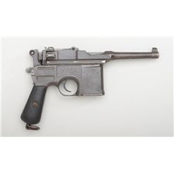 German broomhandle Mauser semi-auto pistol,  7.63mm cal., 4” barrel, import-marked, brown  finish, s