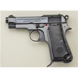 Beretta 1934 semi automatic pistol, #1008AA,  .380 cal., reblued finish, black plastic logo  grips. 