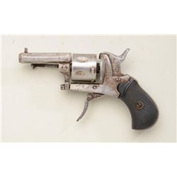 Diminutive folding trigger revolver, .22  cal., 1-3/4” octagon barrel, checkered hard  rubber grips,