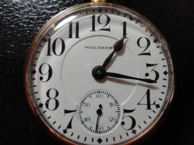 Antique 1918 Waltham Railroad Pocket Watch, Riverside..19 Jewels, Stem ...