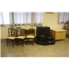 Image 1 : CAFETERIA CABINETS, STAGING, CHAIRS AND FURNITURE