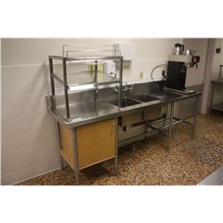 STAINLESS STEEL 2 BAY PREP-SINK WITH CABINET AND