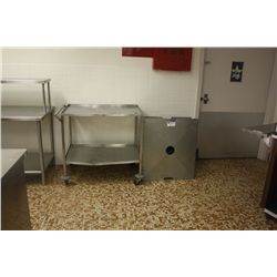 STAINLESS STEEL MOBILE CAFETERIA CART AND TRAYS