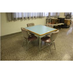 CAFETERIA TABLE WITH 4 PADDED CHAIRS