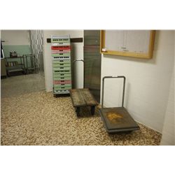 3 MOBILE CARTS AND DISH TRAYS