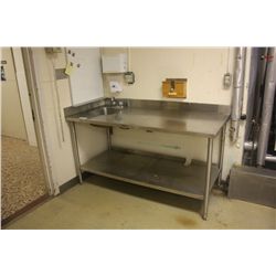 STAINLESS STEEL HAND WASH PREP- TABLE WITH SINK