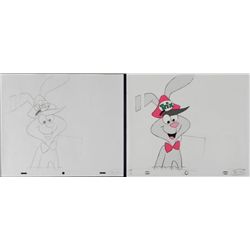Cheerful Rabbit Trix Original Drawing Cel Animation Art