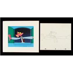 Suprised Drawing Cel Bkgd Pink Panther Orig Animation