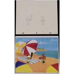 Animation Original Cel Drawing Bam Bam Pebbles Exstatic