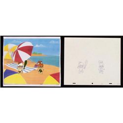 Animation Cel Original Bam Bam Pebbles Drawing