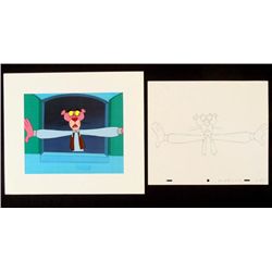 Pink Panther Animation Cel Drawing Bkgd Original Window