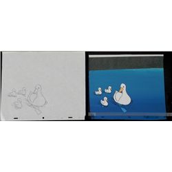 Ducks Orig Cel Background Drawing Pond Animation Art