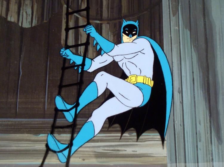 Batman Rope Lift Original Background Animation Cel Batman Climb Rope Art