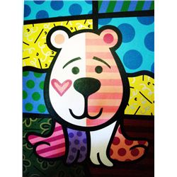 Jozza Original Large Painting On Canvas Pink Bear