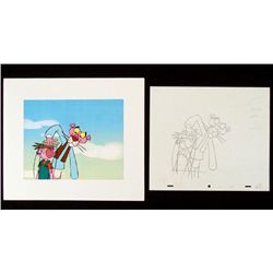 Animation Pink Panther Orig Cel Drawing Bkgrd Puppeteer