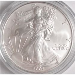 2007  "W" WEST POINT BURNISHED UNCIRCULATED AMERICAN SILVER EAGLE
