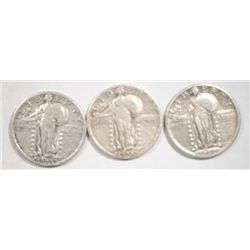 THREE STANDING LIBERTY QUARTERS:THE 1926 VF, 1917 T-2 XF, 1928-S VF