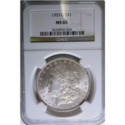1903-O MORGAN DOLLAR NGC MS65 GEM, WHITE