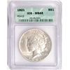 Image 1 : 1921 PEACE DOLLAR ICG MS65 GEM, SUPER WHITE COIN, ALMOST NO MARKS