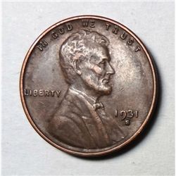 1931-S LINCOLN ONE CENT XF/AU NICE ORIGINAL