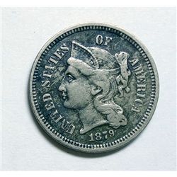 1879 THREE CENT NICKEL VF-XF