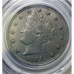 1908 LIBERTY NICKEL ORIGINAL AU/UNC