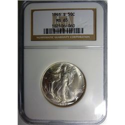 1946 S WALKING LIBERTY HALF DOLLAR NGC MS65 GEM