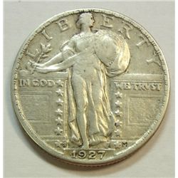 1927-S Standing Liberty Quarter Key Date, Original VF/XF