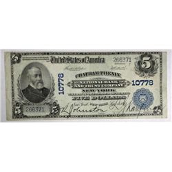 1902 $5 National  Chatham Phenix NY #10778  VF