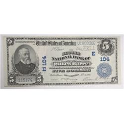 1902 $5 National  Second National Wilkes Barre PA  XF
