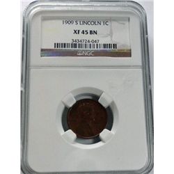 1909S   Lincoln penny  NGC45BN