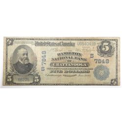 1902 $5 National  Hamilton National Bank Chattanooga TN VG  XF