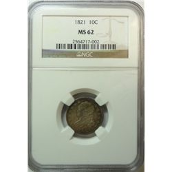 1821 Bust dime NGCS62  all original PQ coin