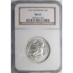 1937  Roanoke half $   NGC  63