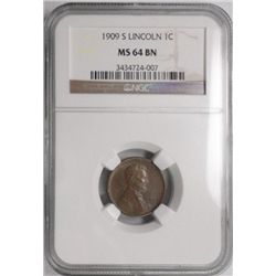 1909S  Lincoln penny  NGC 64BN