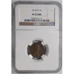1914D  Lincoln penny  NGC 25BN