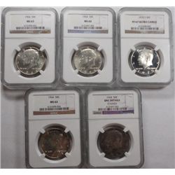 4  NGC Kennedy half $  UNC stained-62-63-64