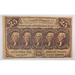 First issue fractional currency 25 cent pinhole LL Dexter  AU/CU