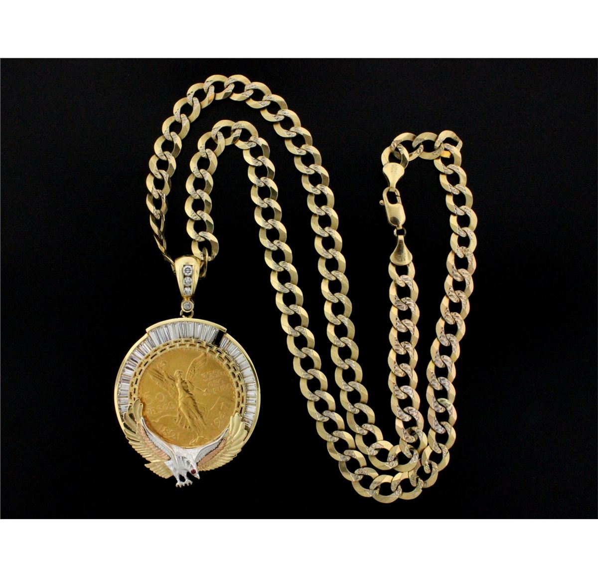 Mexican gold coin necklace Clearance
