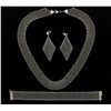 Image 1 : NECKLACE, BRACELET, EARRING SET: Platinum 950 open mesh design matching set