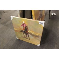 FRAMED PRINT 32"X32" -COWBOY