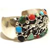 Image 2 : Navajo Multi-Stone Sterling Silver Horses Cuff Bracelet - Shakey