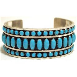 Navajo Turquoise Sterling Silver Cuff Bracelet - Daniel Mike