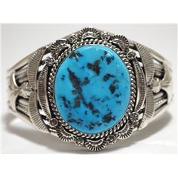 Navajo Sleeping Beauty Turquoise Sterling Silver Cuff Bracelet - Mary Ann Spencer