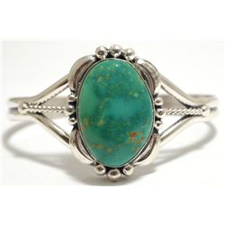 Navajo Lone Mountain Turquoise Sterling Silver Cuff Bracelet - Mary Ann Spencer
