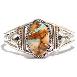 Navajo Boulder Turquoise Sterling Silver Cuff Bracelet - Mary Ann Spencer