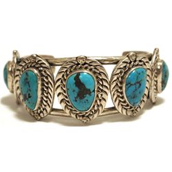 Old Pawn Navajo Turquoise Sterling Silver Cuff Bracelet