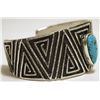 Image 2 : Navajo Spider Web Kingman Turquoise Sterling Silver Tufacast Cuff Bracelet - Philander B Begay
